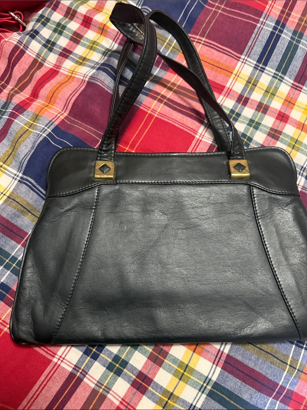 Classic Black Leather Tote Bag